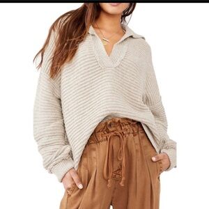 Free People Marlie Sweater in Pebble Beige